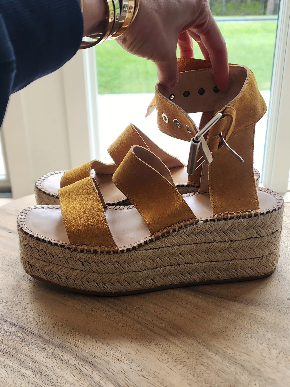 rag & bone Mustard Suede Platform Espadrille Sandals Size 37.5